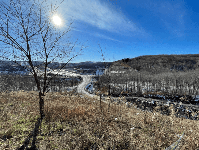 A mountainous vista on a winter day